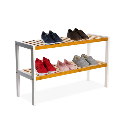 Bamboo Shoe Rack – Space-Saving, Holds 9 Pairs