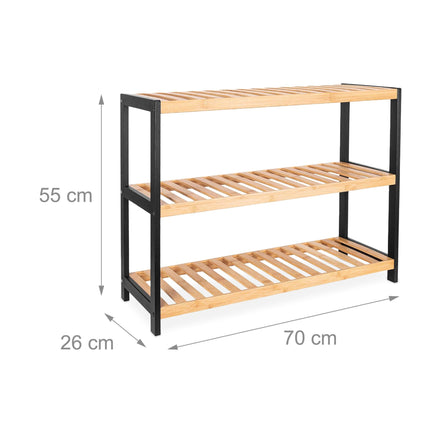 Bamboo Shoe Rack, Space-Saving, Holds 9 Pairs
