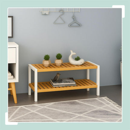 Bamboo Shoe Rack – Space-Saving, Holds 9 Pairs