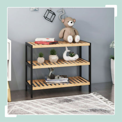 Bamboo Shoe Rack, Space-Saving, Holds 9 Pairs