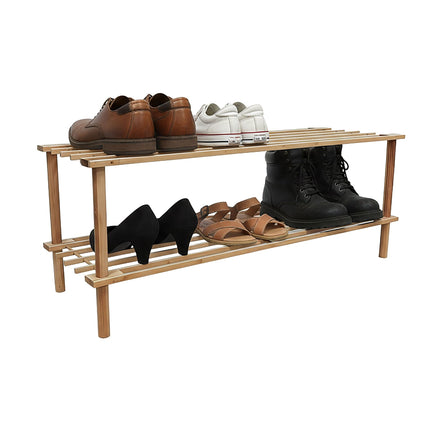 Bamboo Shoe Rack, Space-Saving, Holds 9 Pairs