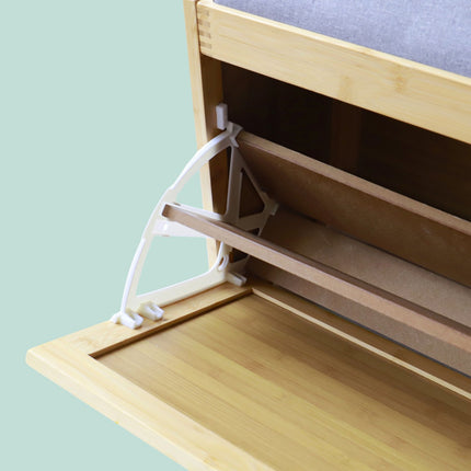 Bamboo Shoe Storage Bench with Padded Seat, Holds 8 Pairs