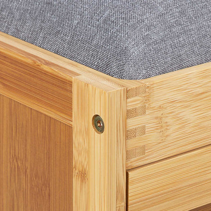 Bamboo Shoe Storage Bench with Padded Seat, Holds 8 Pairs