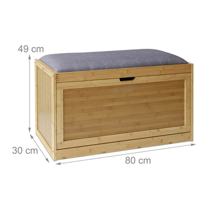 Bamboo Shoe Storage Bench with Padded Seat, Holds 8 Pairs