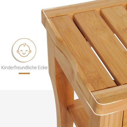 Bamboo Shower Bench with Storage Shelf, Water-Resistant