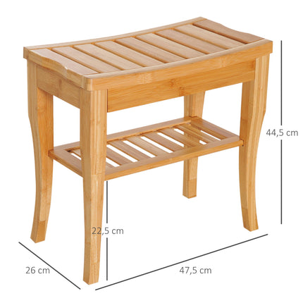 Bamboo Shower Bench with Storage Shelf, Water-Resistant