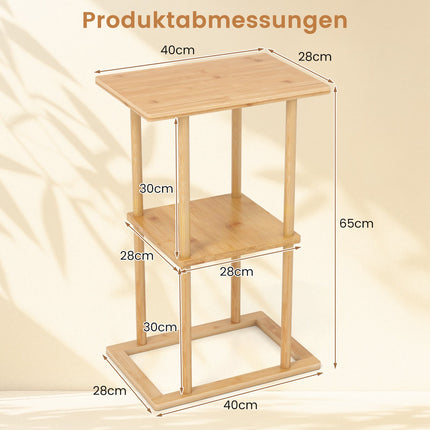 Bamboo Side Table Set with Shelves, 40x28x65 cm