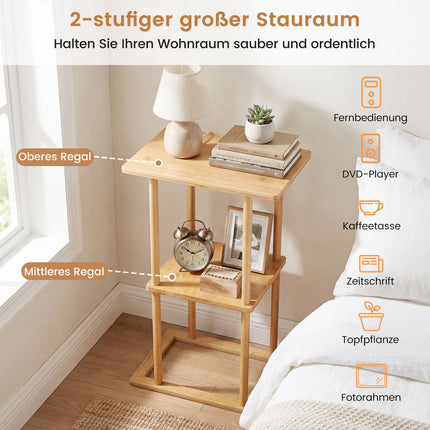 Bamboo Side Table Set with Shelves, 40x28x65 cm