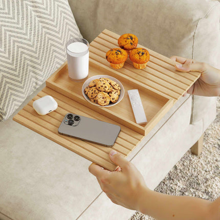 Bamboo Sofa Arm Tray for Drinks, Snacks, Remote Control