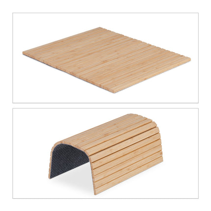 Bamboo Sofa Arm Tray with Non-Slip Pads