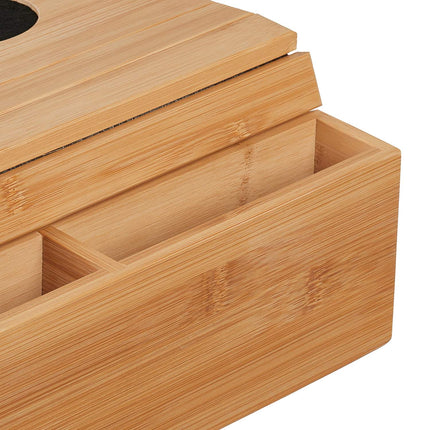 Bamboo Sofa Tray with Coasters and Side Pockets