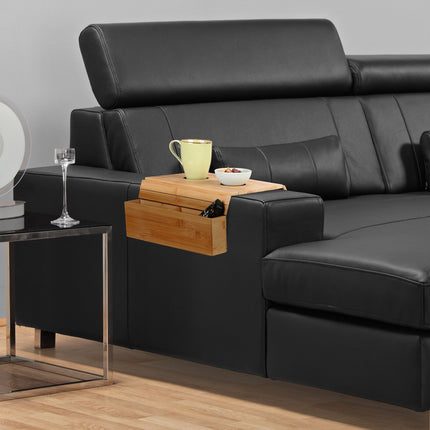 Bamboo Sofa Tray with Coasters and Side Pockets