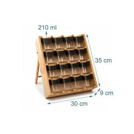 Bamboo Spice Rack with 16 Jars – Adjustable Tilt