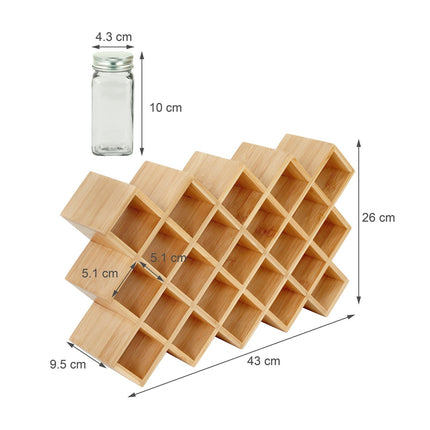 Bamboo Spice Rack with Jars – Kitchen Organizer