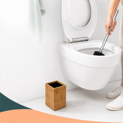 Bamboo & Stainless Steel Toilet Brush Set with Holder