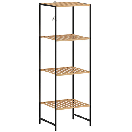 Bamboo Steel Shelf Unit, 4-Tier, 36.5x33x110 cm