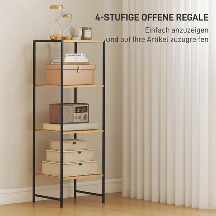 Bamboo Steel Shelf Unit, 4-Tier, 36.5x33x110 cm