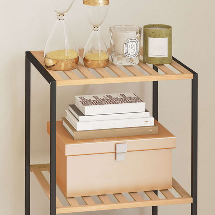Bamboo Steel Shelf Unit, 4-Tier, 36.5x33x110 cm