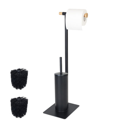 Bamboo & Steel Toilet Brush and Paper Holder Set