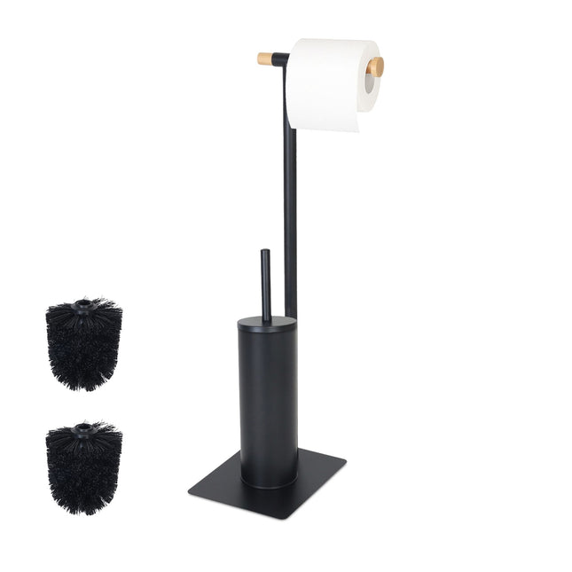 Bamboo & Steel Toilet Brush and Paper Holder Set