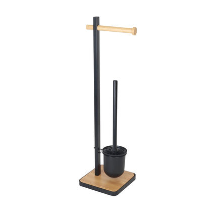 Bamboo & Steel Toilet Brush and Paper Holder Set