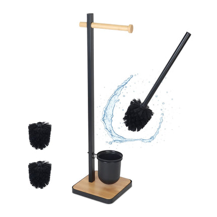 Bamboo & Steel Toilet Brush and Paper Holder Set