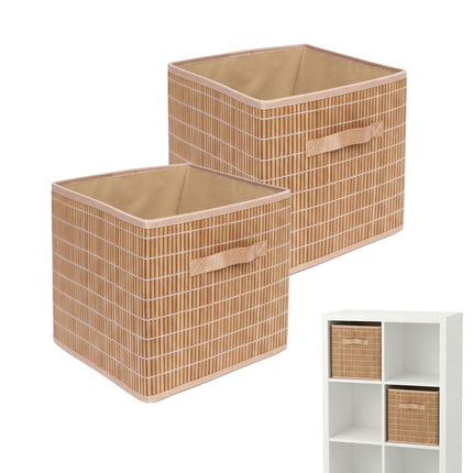 Bamboo Storage Baskets, Foldable With Pull Loop