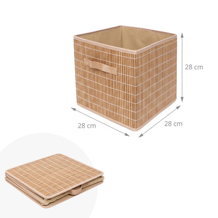 Bamboo Storage Baskets, Foldable With Pull Loop