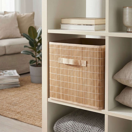 Bamboo Storage Baskets, Foldable With Pull Loop