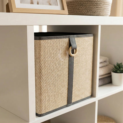 Bamboo Storage Baskets Set, Fabric Liner, Fold-Flat