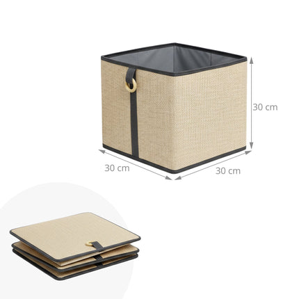 Bamboo Storage Baskets Set, Fabric Liner, Fold-Flat