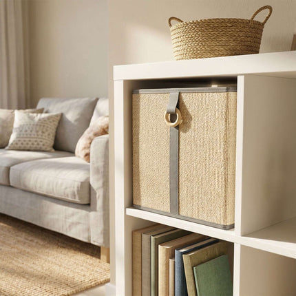 Bamboo Storage Baskets Set, Fabric Liner, Fold-Flat