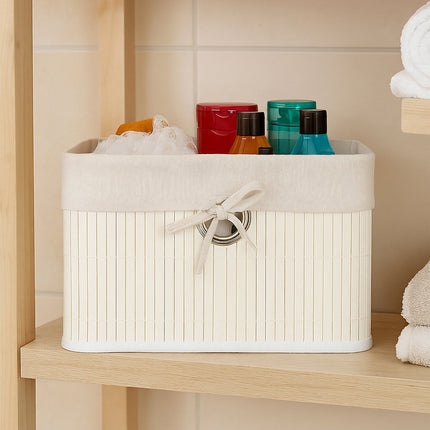 Bamboo Storage Baskets with Fabric Lining, Set of 3