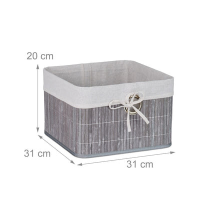 Bamboo Storage Baskets with Fabric Lining, Set of 3