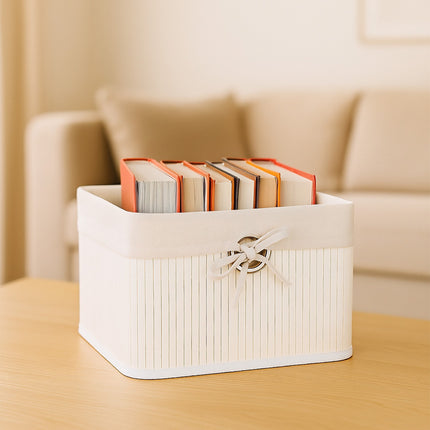 Bamboo Storage Baskets with Fabric Lining, Set of 3