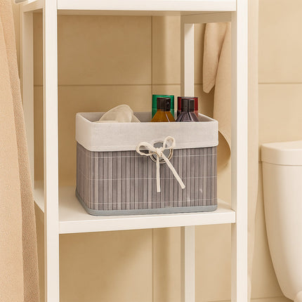Bamboo Storage Baskets with Fabric Lining, Set of 3