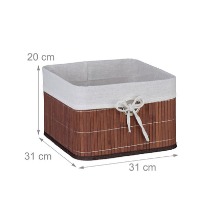 Bamboo Storage Baskets with Fabric Lining, Set of 3