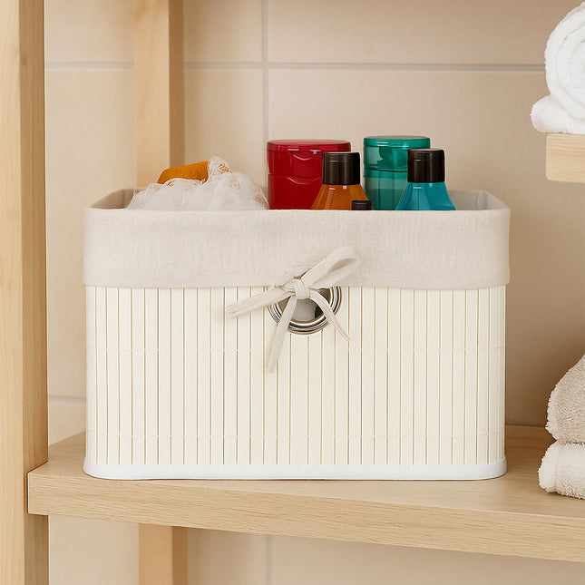 Bamboo Storage Baskets with Fabric Lining, Set of 3