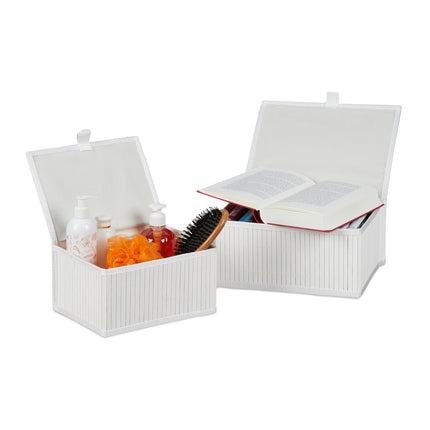 Bamboo Storage Boxes Set of 2 – Multipurpose, Lidded