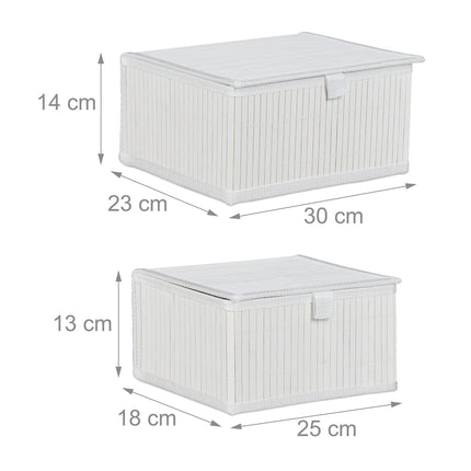 Bamboo Storage Boxes Set of 2 – Multipurpose, Lidded