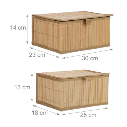 Bamboo Storage Boxes Set of 2 – Multipurpose with Lids