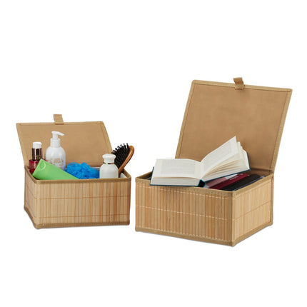 Bamboo Storage Boxes Set of 2 – Multipurpose with Lids