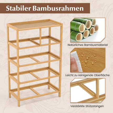 Bamboo Storage Dresser with 5 Fabric Drawers and Shelf