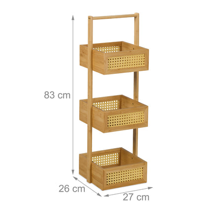 Bamboo Storage Shelf – 3-Tier, Rattan Design