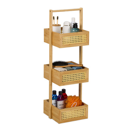 Bamboo Storage Shelf – 3-Tier, Rattan Design