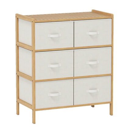 Bamboo Storage Tower with 6 Fabric Drawers & Shelf