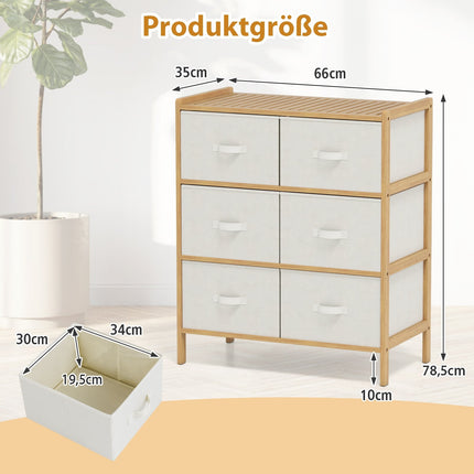 Bamboo Storage Tower with 6 Fabric Drawers & Shelf