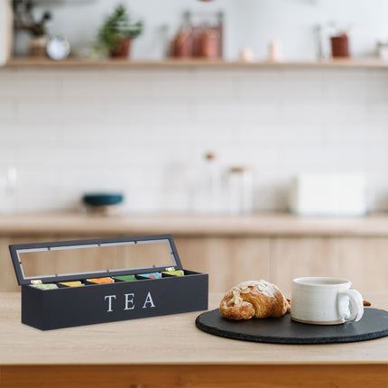 Bamboo Tea Bag Organizer with 6 Compartments