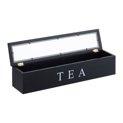 Bamboo Tea Bag Organizer with 6 Compartments