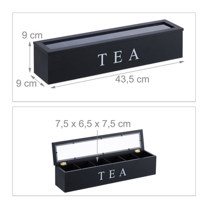 Bamboo Tea Bag Organizer with 6 Compartments